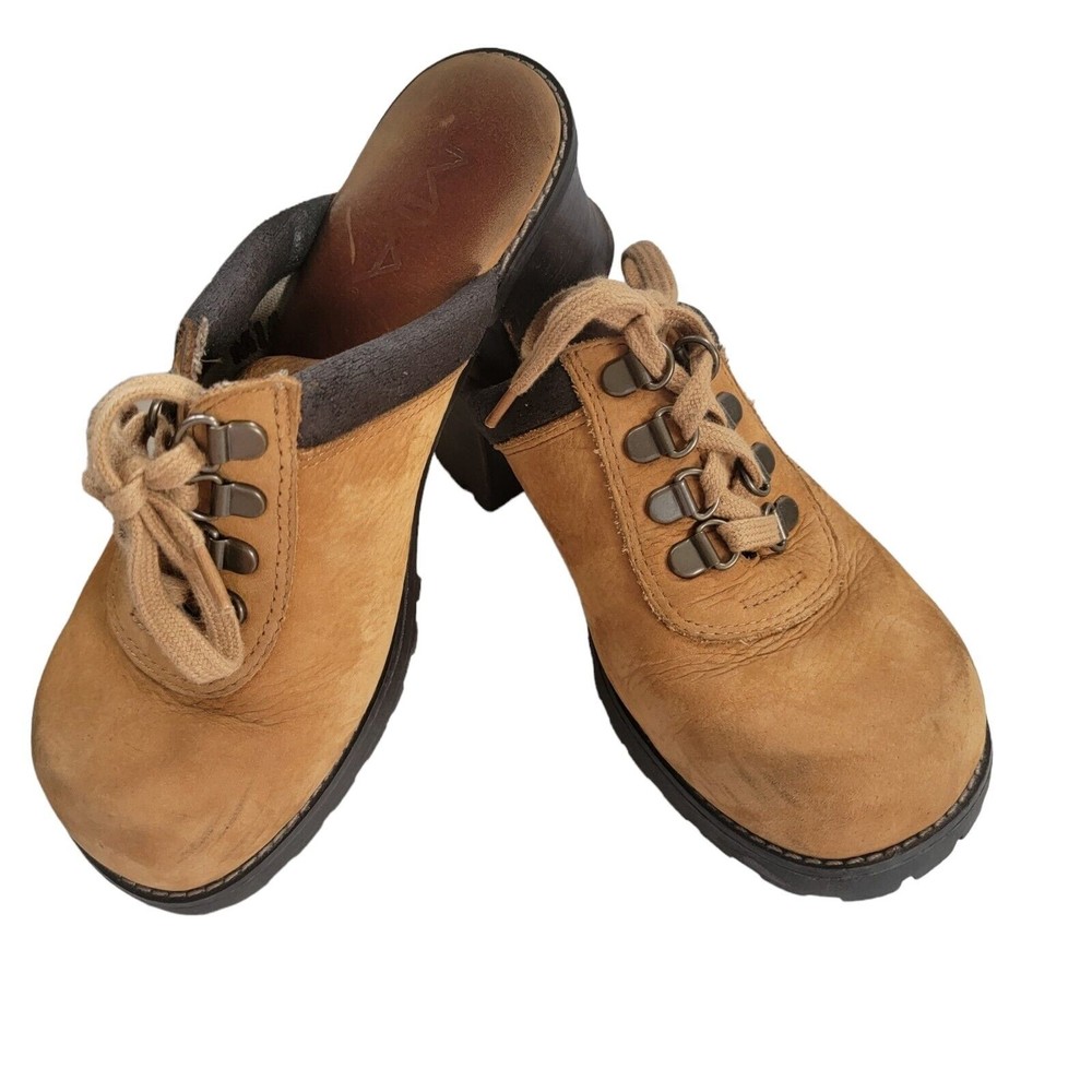 Mia Clog SHADOW Cognac Leather Size 7  Lace Up‎ - Picture 5 of 10